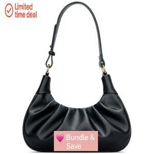 Mini Hobo Shoulder Bag with Detachable Crossbody Chain, Ruched Leather